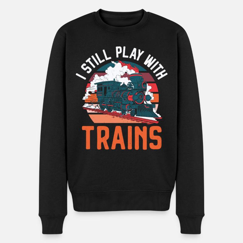 Steam Train Driver Trainspotting - Männer Premium Bio Pullover - Schwarz