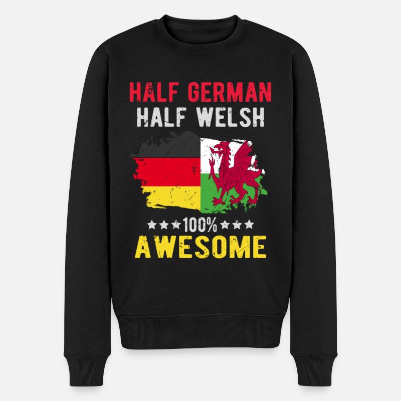 Halb Deutsch Halb Waliser - Männer Premium Bio Pullover - Schwarz