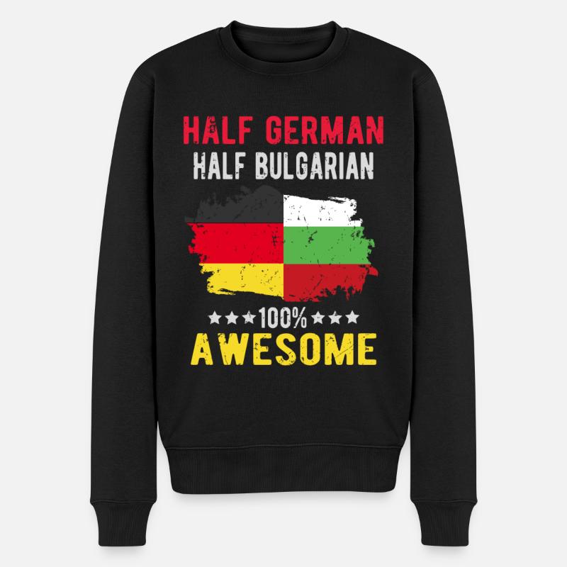 Halb Deutsch Halb Bulgare - Männer Premium Bio Pullover - Schwarz