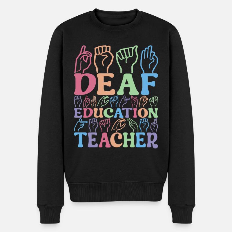 Taub Taubstumm Deaf - Männer Premium Bio Pullover - Schwarz