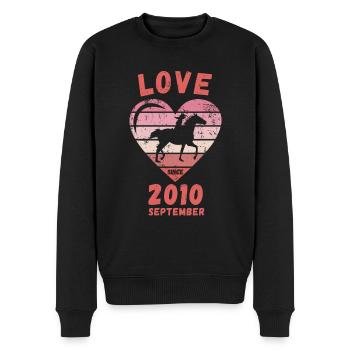 Love Pferde Reiten Geburtstag September 2010 - Männer Premium Bio Pullover - Schwarz - Vorne - Nico (187cm)