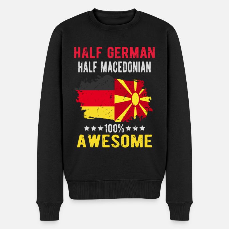 Moitié allemand moitié macédonien - Pull Premium bio Homme - noir