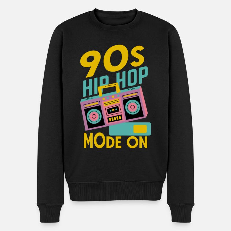 90´s Hip Hop - Männer Premium Bio Pullover - Schwarz