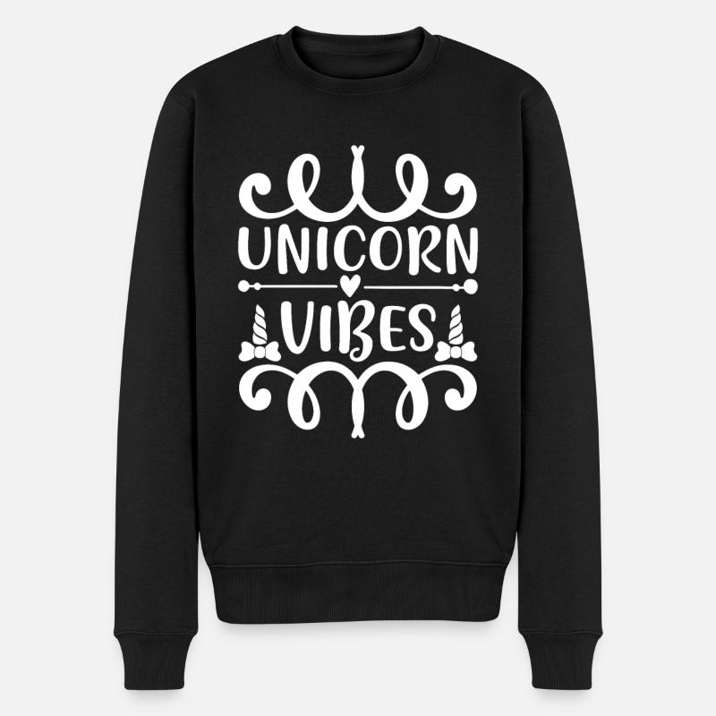 Unicorn Vibes Unicorn - Männer Premium Bio Pullover - Schwarz