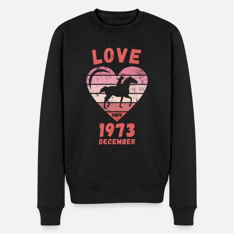 Amour équitation anniversaire Décembre 1973 - Pull Premium bio Homme - noir