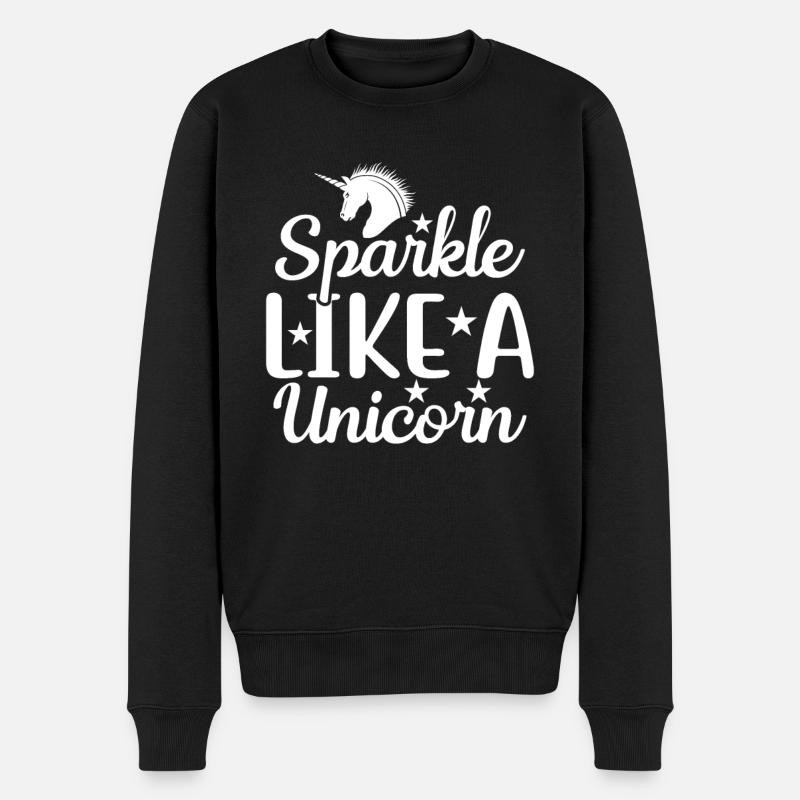 Glitzern wie ein Einhorn Unicorn - Männer Premium Bio Pullover - Schwarz