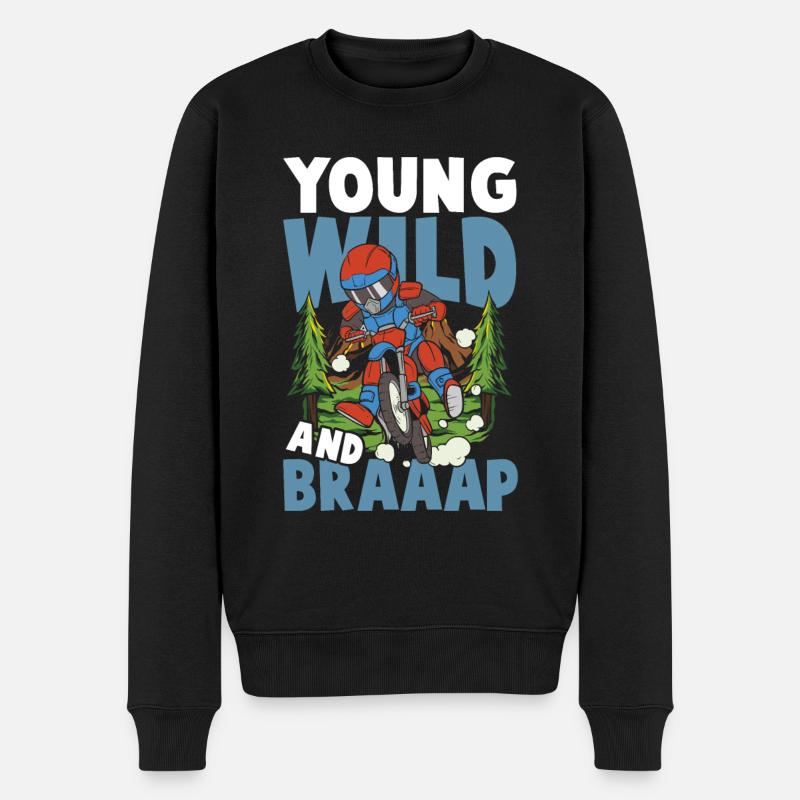 Young Wild And Braaap - Männer Premium Bio Pullover - Schwarz
