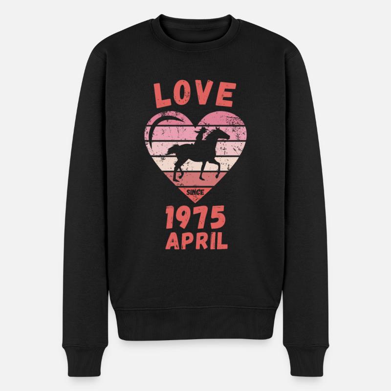 Amour équitation Anniversaire Avril 1975 - Pull Premium bio Homme - noir