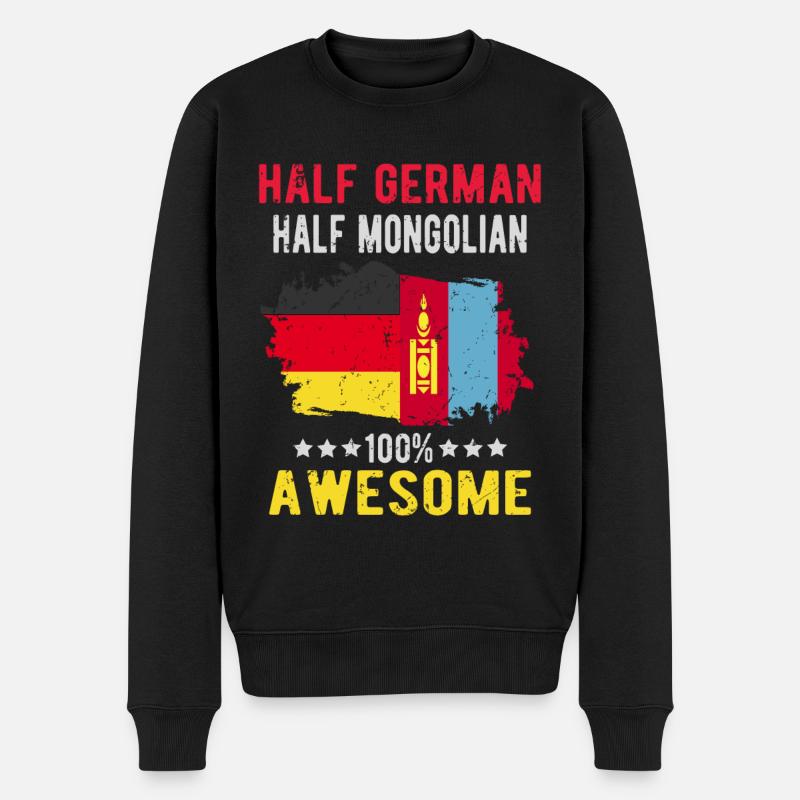 Moitié allemand moitié mongol - Pull Premium bio Homme - noir