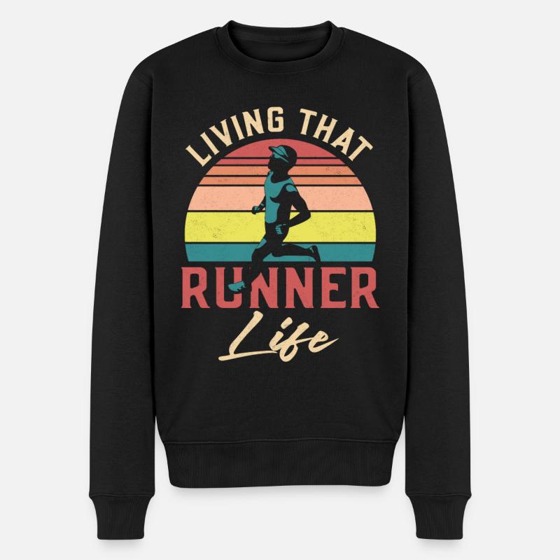 Running Runner Half Marathon - Männer Premium Bio Pullover - Schwarz
