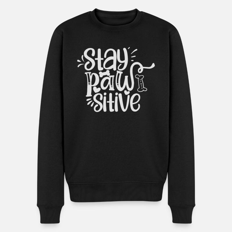 Restez positif patte - Pull Premium bio Homme - noir