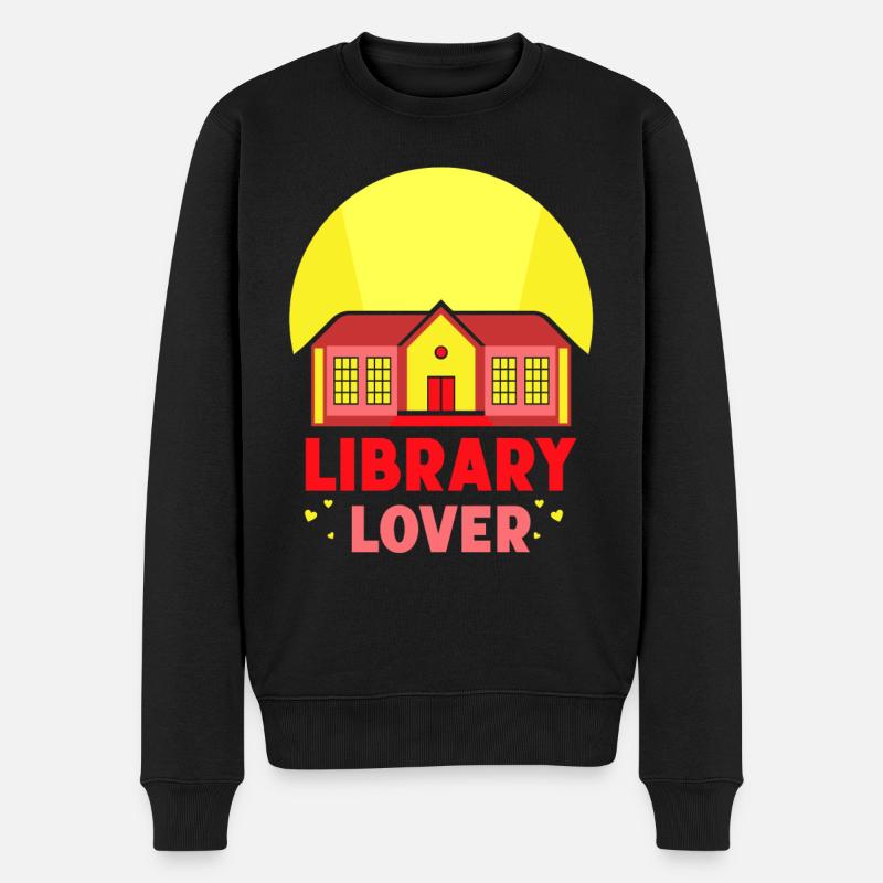 Bibliothek Liebhaber Sprüche Bücher Bibliothekar - Männer Premium Bio Pullover - Schwarz