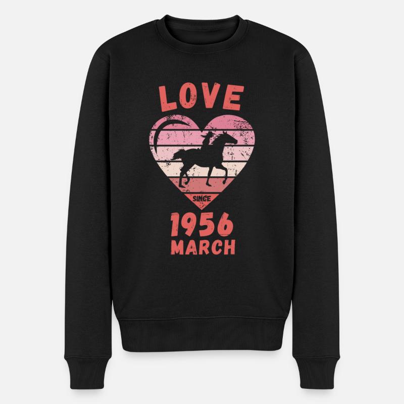 Amour équitation anniversaire Mars 1956 - Pull Premium bio Homme - noir
