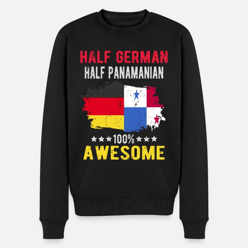 Halb Deutsch Halb Panamese - Männer Premium Bio Pullover - Schwarz