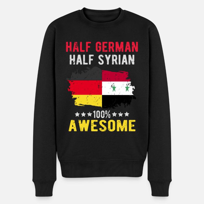 Halb Deutsch Halb Syrier - Männer Premium Bio Pullover - Schwarz