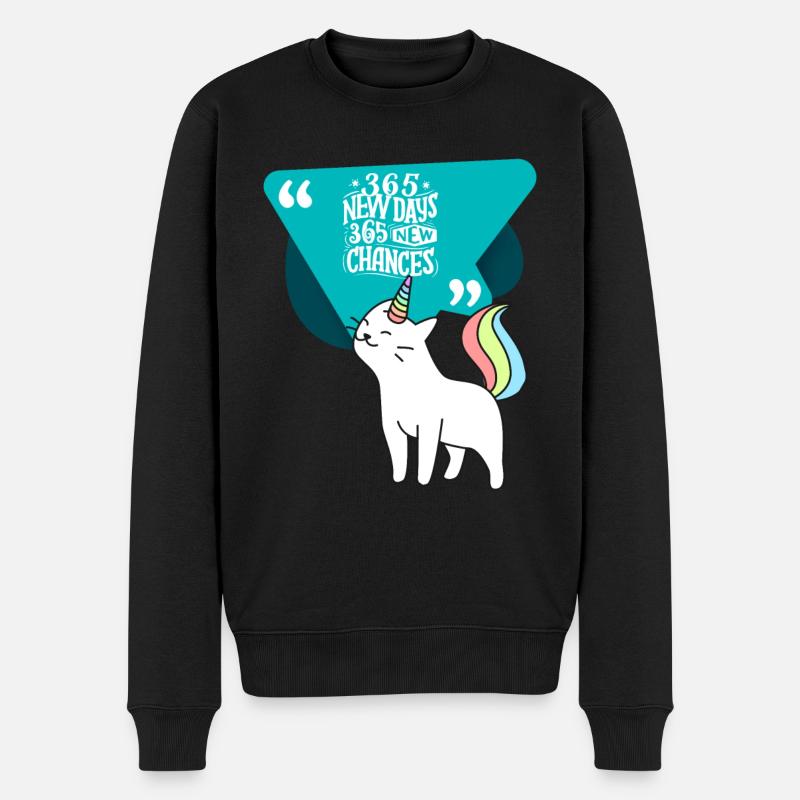 Einhorn Katze Unicorn - Männer Premium Bio Pullover - Schwarz