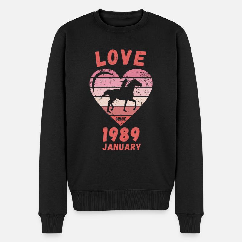 Anniversaire d’Amour Équitation Janvier 1989 - Pull Premium bio Homme - noir