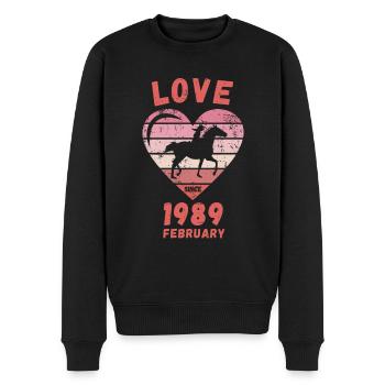 Love Horse Riding Birthday Février 1989 - Pull Premium bio Homme - noir - Devant - Nico (187cm)