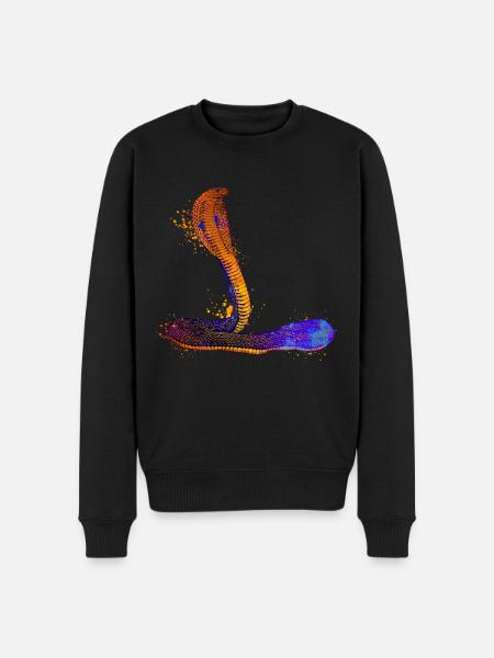 Farbenfrohe Kobra - Männer Premium Bio Pullover - Schwarz
