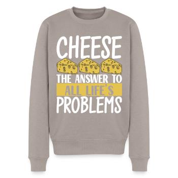 Amateurs de fromage Gouda - Pull Premium bio Homme - taupe - Devant - Nico (187cm)