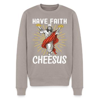 Amateurs de fromage Gouda - Pull Premium bio Homme - taupe - Devant - Nico (187cm)