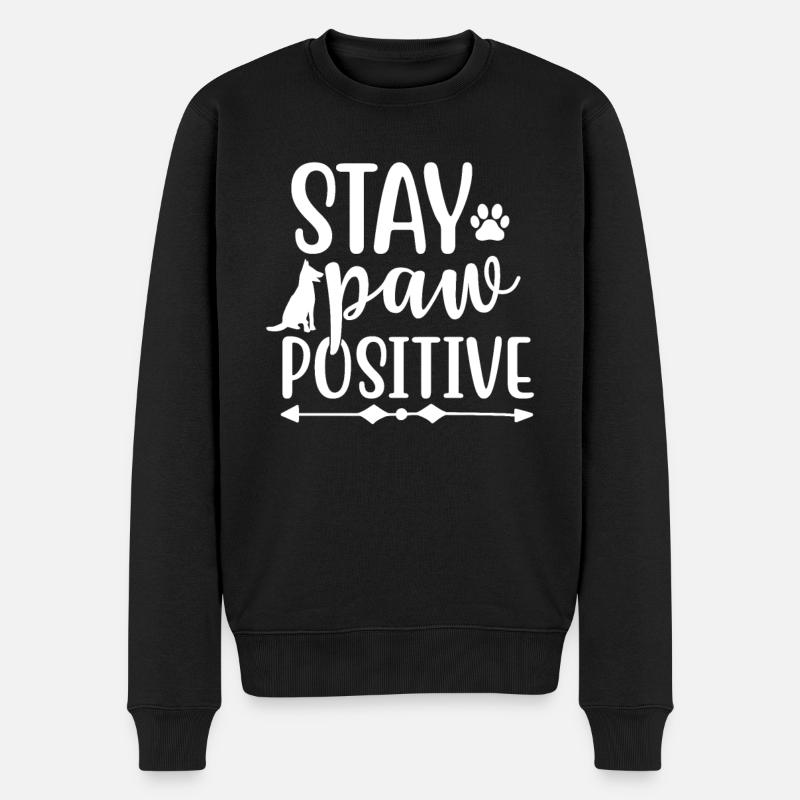 Restez positif patte - Pull Premium bio Homme - noir