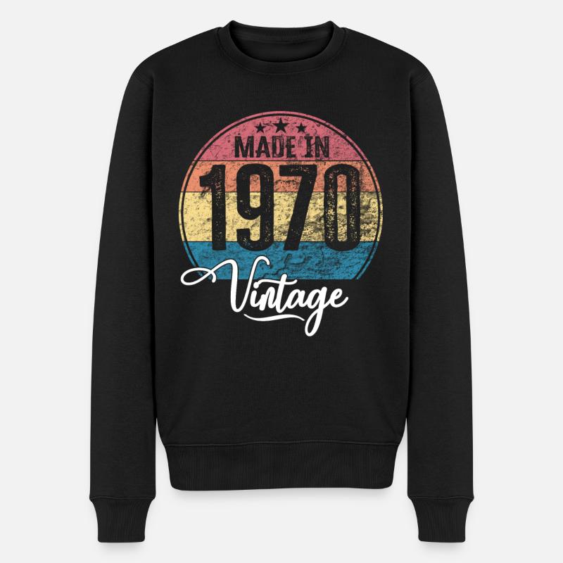 Vintage Made in 1970 Geburtsjahr 1970 Geburtstag - Männer Premium Bio Pullover - Schwarz