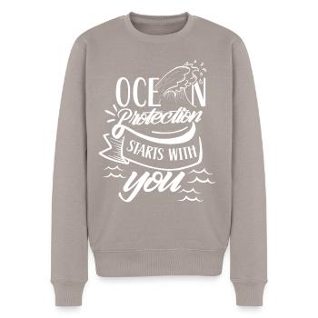 La protection des océans commence avec votre lac marin - Pull Premium bio Homme - taupe - Devant - Nico (187cm)