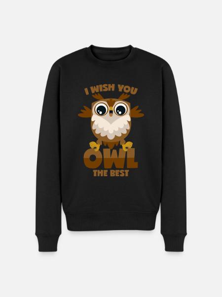 Eule Wortwitz - Männer Premium Bio Pullover - Schwarz
