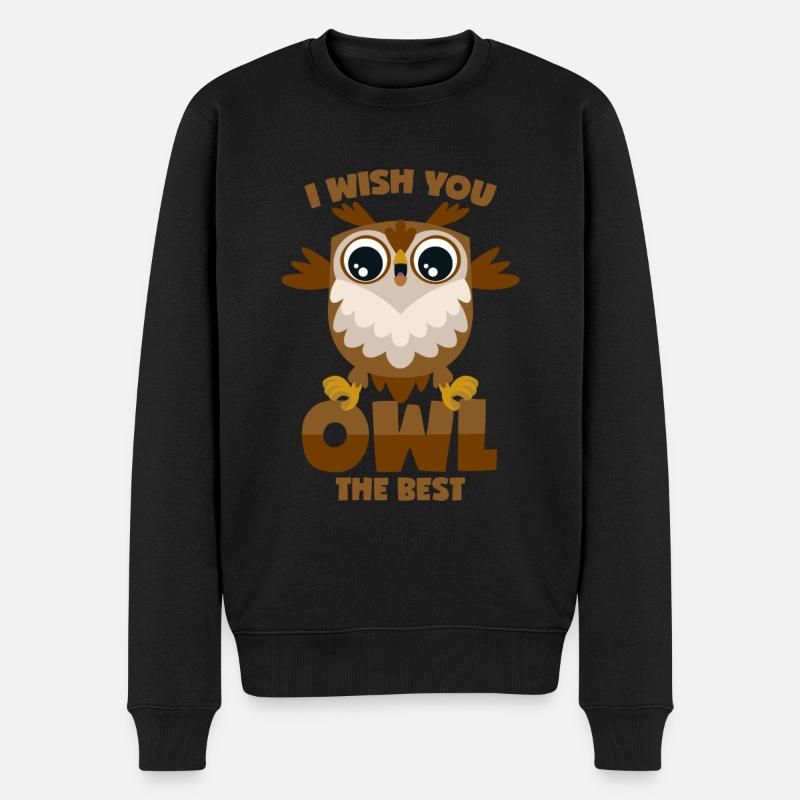 Jeu de mots hibou - Pull Premium bio Homme - noir