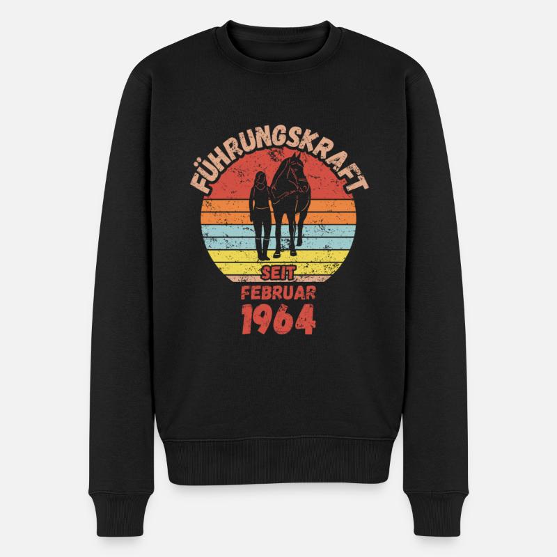 Führungskraft Reiten Geburtstag Februar 1964 - Männer Premium Bio Pullover - Schwarz
