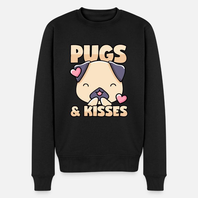 Mops Küsschen - Männer Premium Bio Pullover - Schwarz