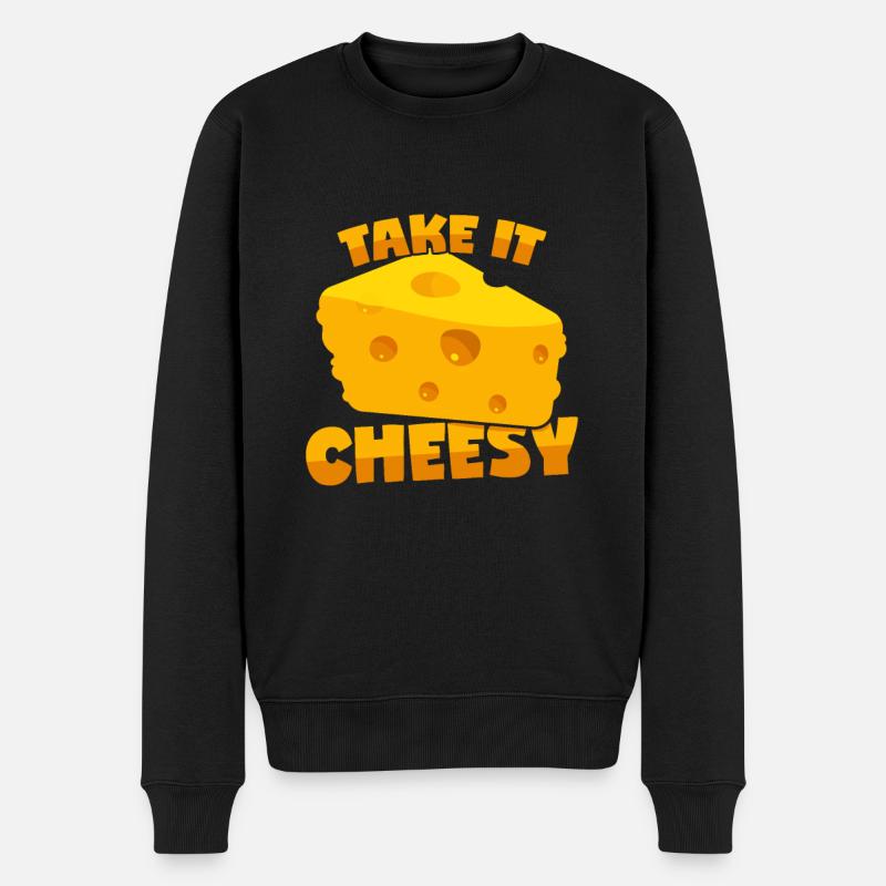 Käse: "Take It Cheesy" - Männer Premium Bio Pullover - Schwarz