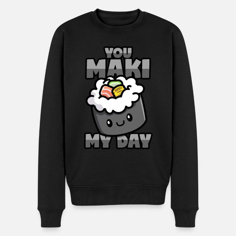 Sushi Wortwitz - Maki, Sashimi und Nigiri - Männer Premium Bio Pullover - Schwarz