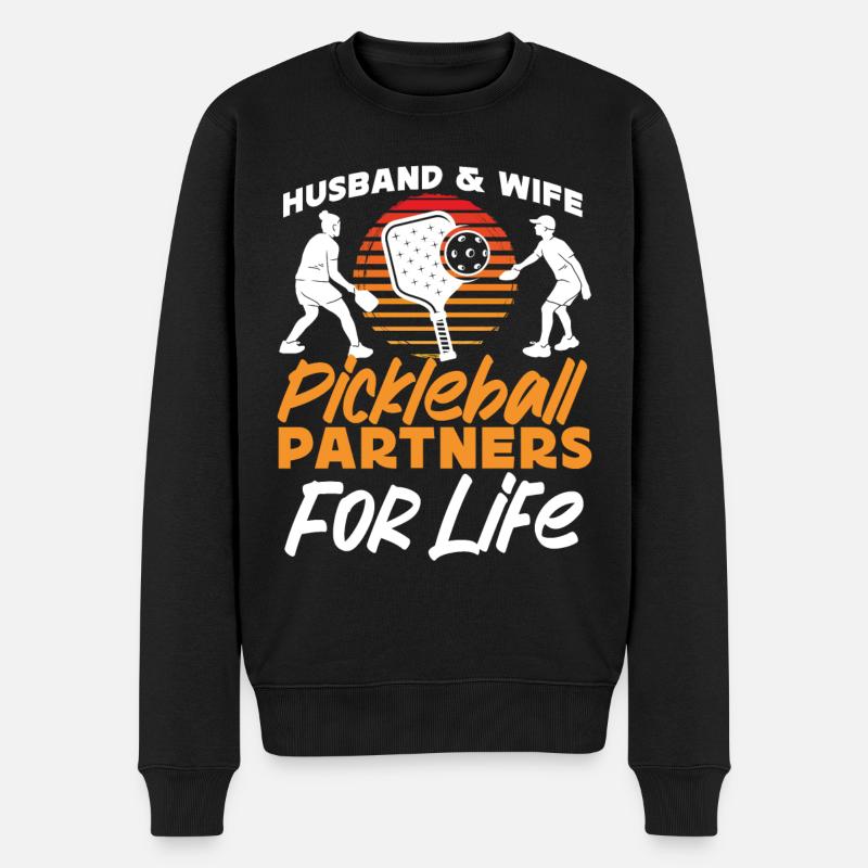 Pickleball Marriage Wedding Couple - Männer Premium Bio Pullover - Schwarz