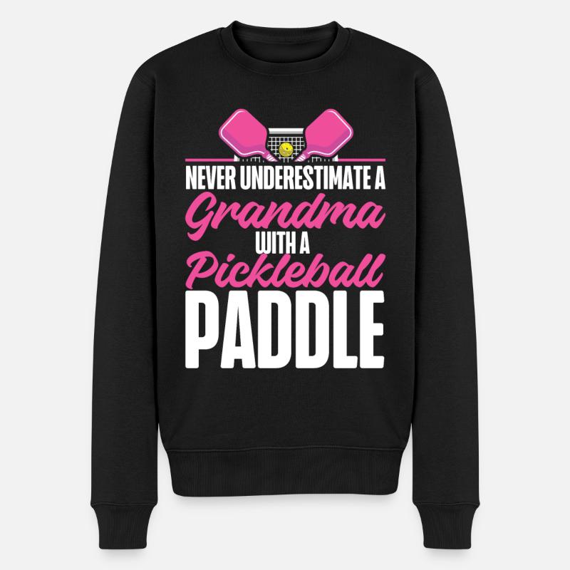 Pickleball Grandma Never - Männer Premium Bio Pullover - Schwarz