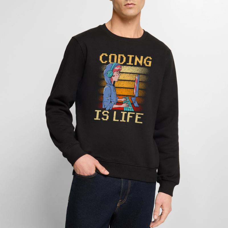 Coding is Life Coder Code Programmer Men's Premium Organic Jumper