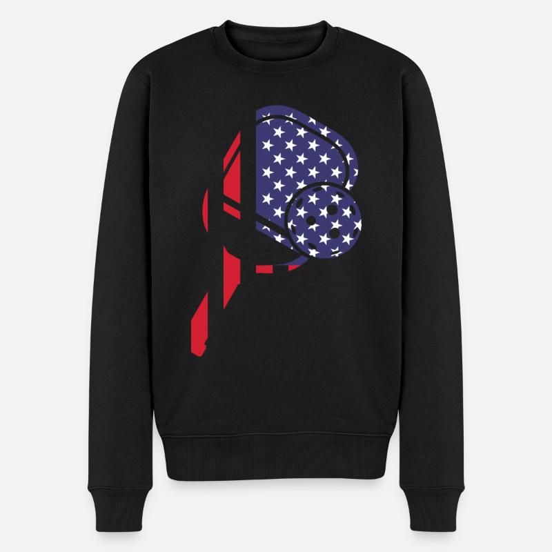 Pickleball Paddle Drapeau américain - Pull Premium bio Homme - noir
