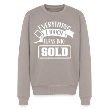 Everything I touch is sold houses brokers - Men's Premium Organic Jumper - taupe - Front - Nico (187cm)