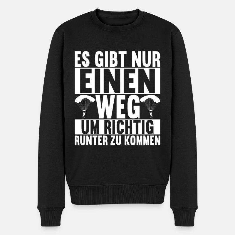 Fallschirmspringer Fallschirmsprung - Männer Premium Bio Pullover - Schwarz