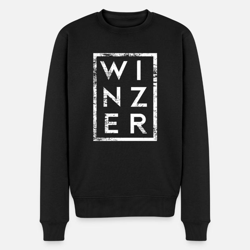 Winzer Minimalismus - Männer Premium Bio Pullover - Schwarz