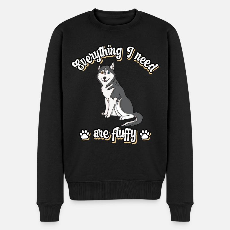 Everything I need are fluffy süßes Hunde Grey - Männer Premium Bio Pullover - Schwarz