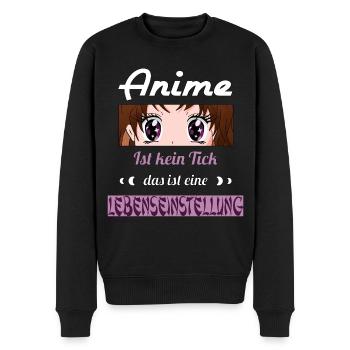 Anime ist kein Tick ist eine Lebenseinstellung - Männer Premium Bio Pullover - Schwarz - Vorne - Nico (187cm)