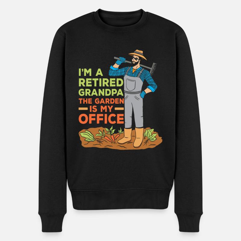 Bin Ein Opa Im Ruhestand Der Garten Ist Mein Büro - Männer Premium Bio Pullover - Schwarz