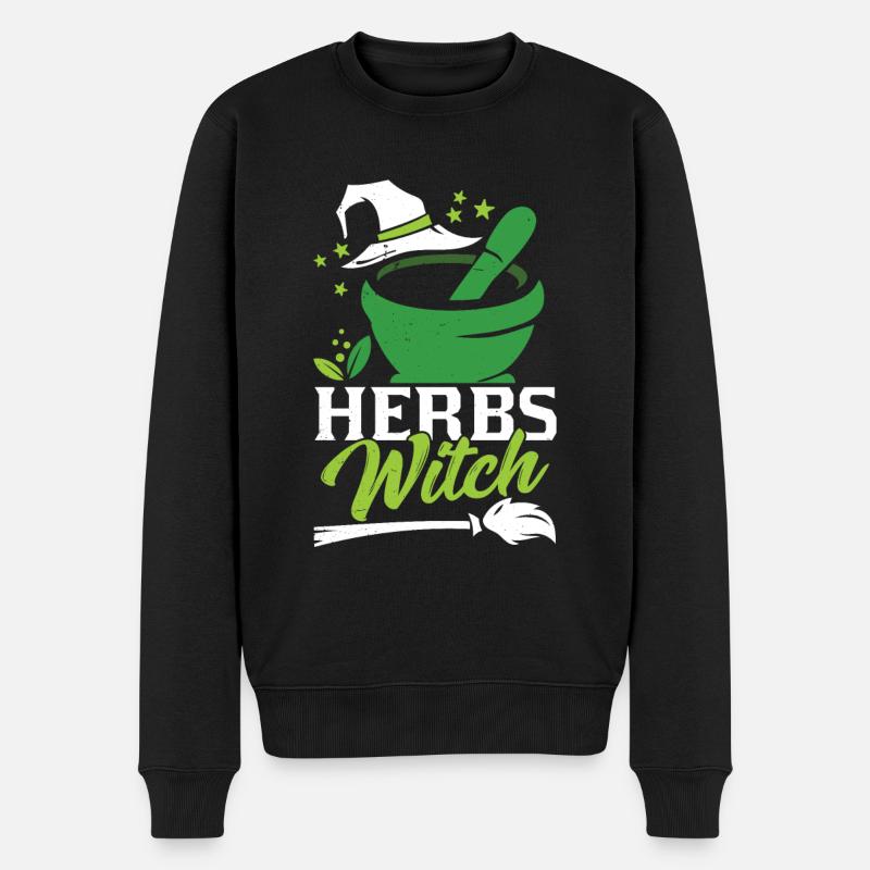 Kräuterhexe Kräutergarten Kräuter Kraut - Männer Premium Bio Pullover - Schwarz