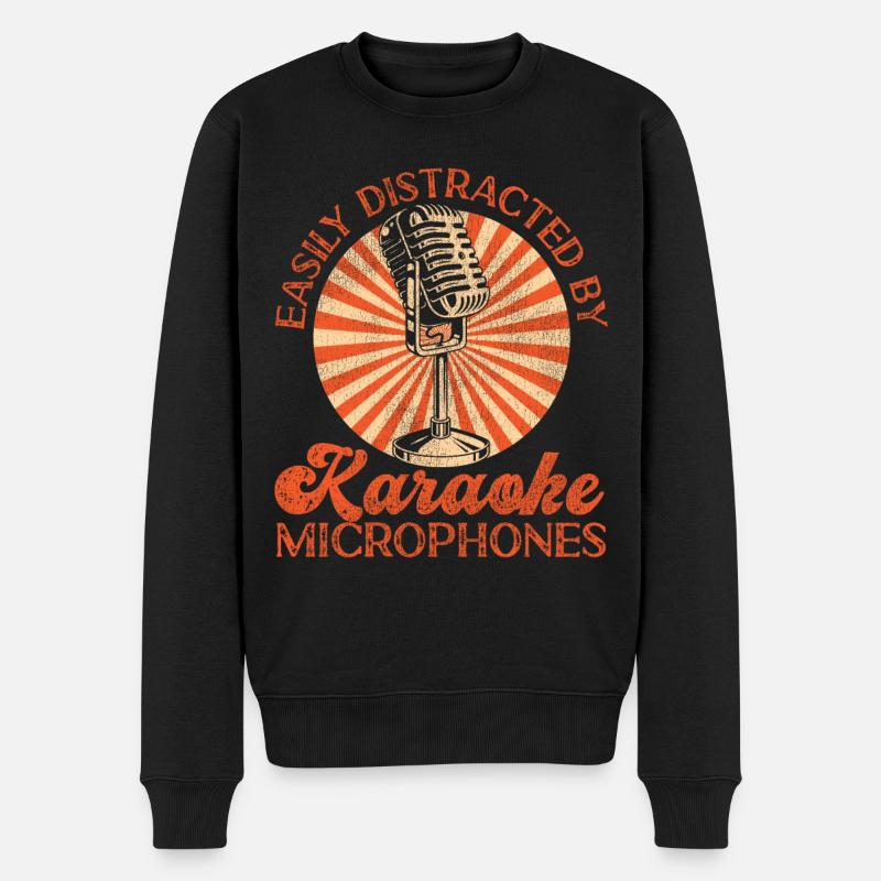 Karaoke Singer Easily Distracted - Männer Premium Bio Pullover - Schwarz