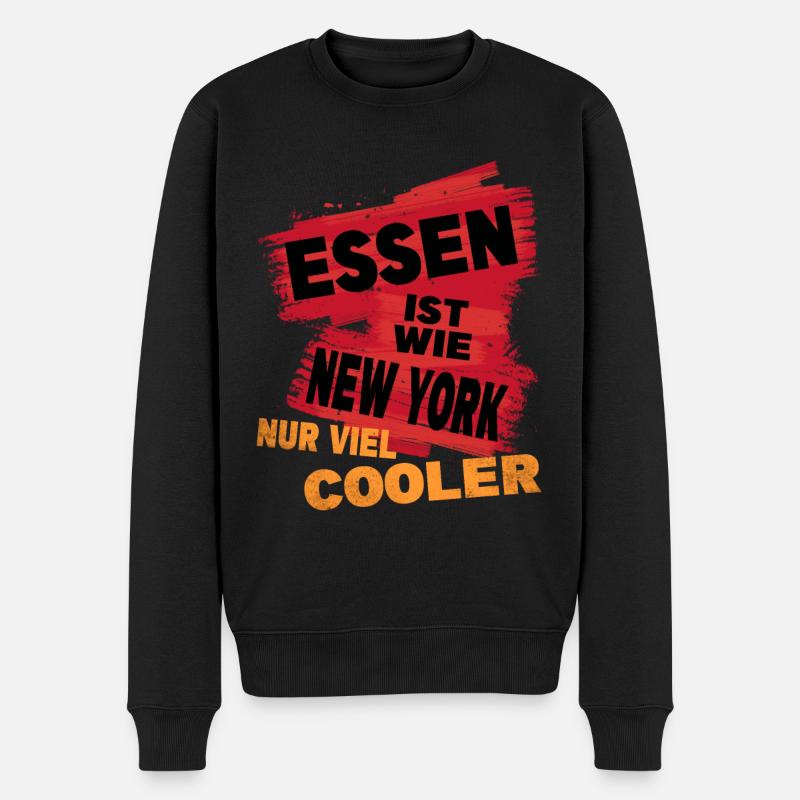 Essen Deutschland Stadt Spruch Ist Wie New York - Männer Premium Bio Pullover - Schwarz