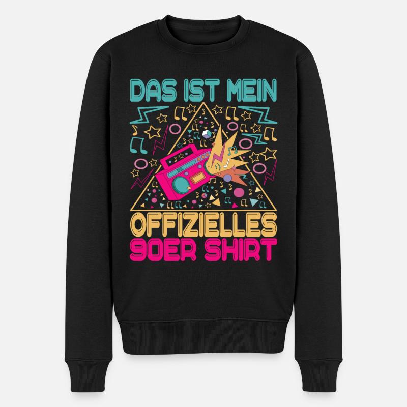90er Jahre 90s 90er Party - Männer Premium Bio Pullover - Schwarz