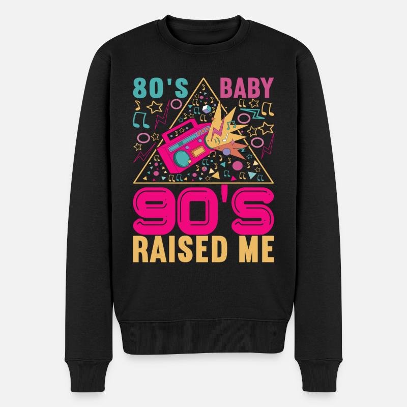 90er Jahre 90s 90er Party - Männer Premium Bio Pullover - Schwarz