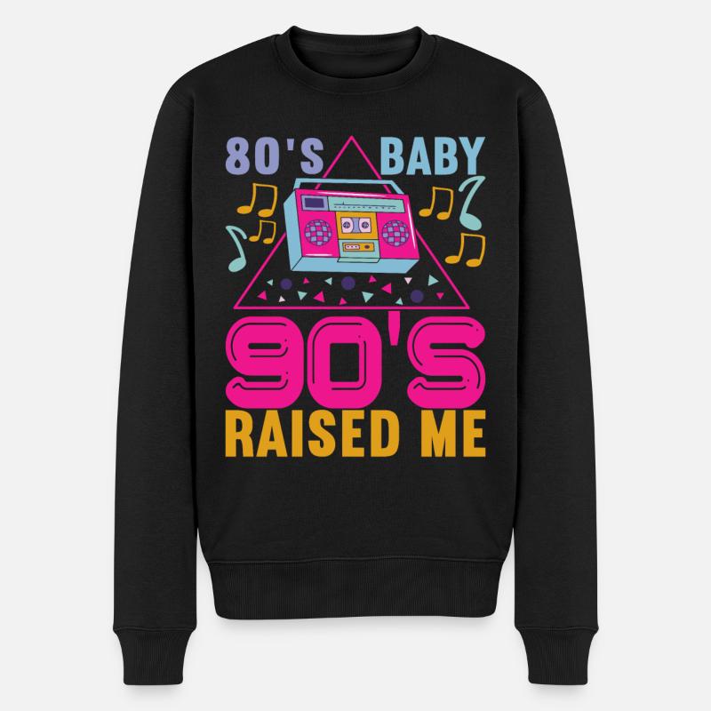 90er Jahre 90s 90er Party - Männer Premium Bio Pullover - Schwarz